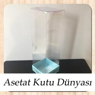 8x8x25 Asetat, Tek Taraflı Mavi Üzerine Gold Saray Desenli Karton Kutu