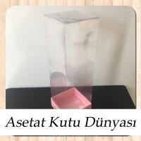8x8x25 Asetat, Tek Taraflı Pembe Üzerine Gold Saray Desenli Karton Kutu