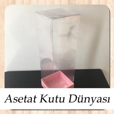 8x8x25 Asetat, Tek Taraflı Pembe Üzerine Gold Saray Desenli Karton Kutu