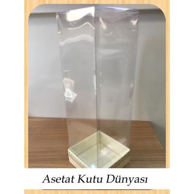 8x8x25 Asetat, Tek Taraflı Krem Üzerine Gümüş Kilim Desenli Kutu