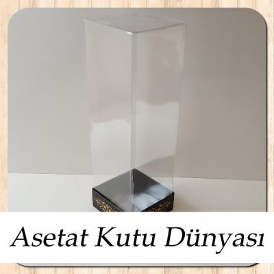 8x8x25 Asetat, Tek Taraflı Siyah Üzerine Gold Saray Desenli Kutu