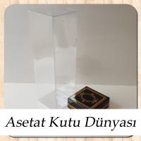 8x8x25 Asetat, Tek Taraflı Siyah Üzerine Gold Kilim Desenli Kutu