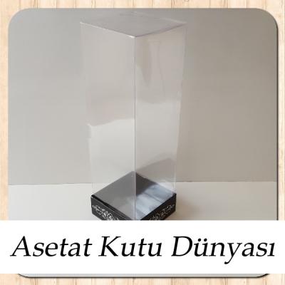 8x8x25 Asetat, Tek Taraflı Siyah Üzerine Gümüş Saray Desenli Kutu