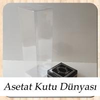 8x8x25 Asetat, Tek Taraflı Siyah Üzerine Gümüş Kilim Desenli Kutu