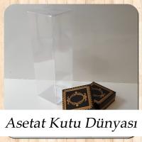8x8x25 Asetat, Çift Taraflı Siyah Üzerine Gold Kilim Desenli Kutu