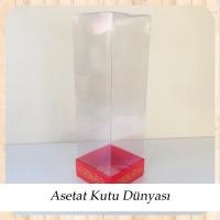 8x8x25 Asetat, Tek Taraflı Kırmızı Üzerine Gold Saray Desenli Kutu