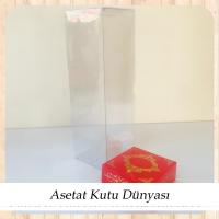 8x8x25 Asetat, Tek Taraflı Kırmızı Üzerine Gold Saray Desenli Kutu