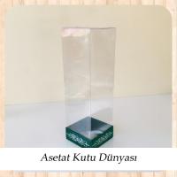 8x8x25 Asetat, Tek Taraflı Yeşil Üzerine Gümüş Saray Desenli Kutu