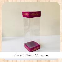 8x8x25 Asetat, Çift Taraflı Mor Üzerine Gold Saray Desenli Kutu