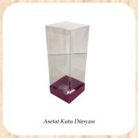 8x8x25 Asetat, Tek Taraflı Mor Karton Kutu