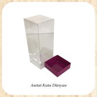 8x8x25 Asetat, Tek Taraflı Mor Karton Kutu