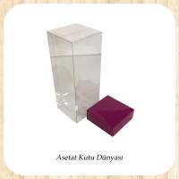 8x8x25 Asetat, Tek Taraflı Mor Karton Kutu