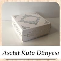 8x8x3.5 Beyaz Üzeri Gümüş Yaldız Baskılı Saray Desenli Karton Kutu