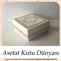 8x8x3.5 Beyaz Üzeri Gold Yaldız Baskılı Kilim Desenli Karton Kutu