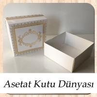 8x8x3.5 Beyaz Üzeri Gold Yaldız Baskılı Kilim Desenli Karton Kutu