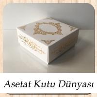 8x8x3.5 Beyaz Üzeri Gold Yaldız Baskılı Saray Desenli Karton Kutu
