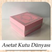 8x8x3.5 Pembe Üzeri Gümüş Yaldız Baskılı Kilim Desenli Karton Kutu