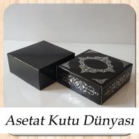 8x8x3.5 Siyah Üzeri Gümüş Yaldız Baskılı Saray Desenli Karton Kutu