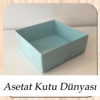 8x8x3 Altı Mavi Karton Üstü Asetat Kutu