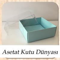 8x8x3 Altı Mavi Karton Üstü Asetat Kutu
