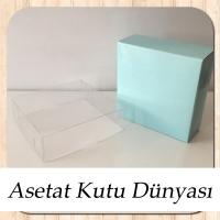 8x8x3 Altı Mavi Karton Üstü Asetat Kutu