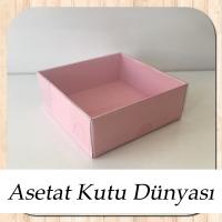 8x8x3 Altı Pembe Karton Üstü Asetat Kutu