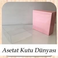 8x8x3 Altı Pembe Karton Üstü Asetat Kutu