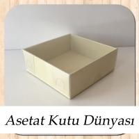 8x8x3 Altı Krem Karton Üstü Asetat Kutu