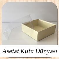 8x8x3 Altı Krem Karton Üstü Asetat Kutu