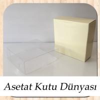 8x8x3 Altı Krem Karton Üstü Asetat Kutu