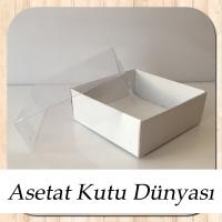 8x8x3 Altı Beyaz Karton Üstü Asetat Kutu