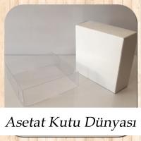 8x8x3 Altı Beyaz Karton Üstü Asetat Kutu