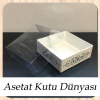 8x8x3 Altı Beyaz Üzerine Gümüş Saray Desenli Karton, Üstü Asetat Kutu