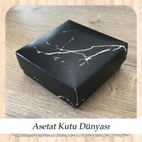 8x8x3 Siyah Mermer Desenli Komple Karton Kutu