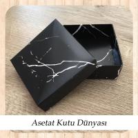 8x8x3 Siyah Mermer Desenli Komple Karton Kutu