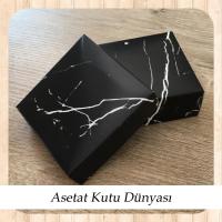 8x8x3 Siyah Mermer Desenli Komple Karton Kutu