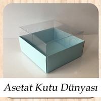 8x8x4 Altı Mavi Karton Üstü Asetat Kutu