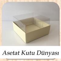 8x8x4 Altı Krem Karton Üstü Asetat Kutu
