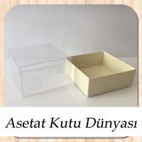 8x8x4 Altı Krem Karton Üstü Asetat Kutu