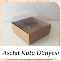 8x8x5 Altı Koyu Kraft Karton Üstü Asetat Kutu