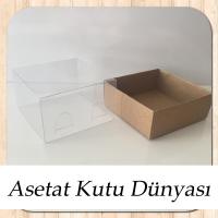 8x8x5 Altı Koyu Kraft Karton Üstü Asetat Kutu