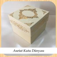 8x8x6.5 Krem Üzerine Gold Saray Desenli Komple Karton Kutu