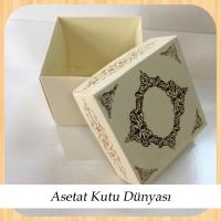 8x8x6.5 Krem Üzerine Gold Saray Desenli Komple Karton Kutu