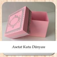 8x8x6.5 Pembe Üzerine Gümüş Kilim Desenli Komple Karton Kutu