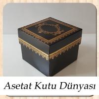 8x8x6.5 Siyah Üzerine Gold Kilim Desenli Komple Karton Kutu