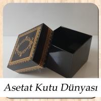 8x8x6.5 Siyah Üzerine Gold Kilim Desenli Komple Karton Kutu