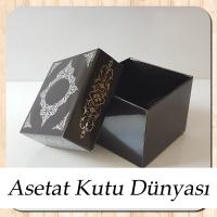 8x8x6.5 Siyah Üzerine Gümüş Saray Desenli Komple Karton Kutu
