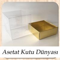 8x8x8 Altı Gold Metalize Karton Üstü Asetat Kutu