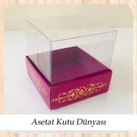 8x8x8 Altı Mor Üzerine Gold Saray Desenli Karton, Üstü Asetat Kutu