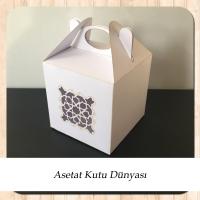 8x8x8 Beyaz Karton Üzerine Saray Desenli, Lazer Kesim Kutu